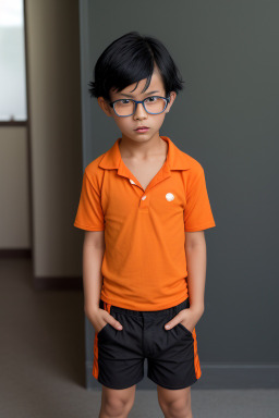 Mongolian child boy with  black hair