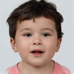 Neutral white child male with short  brown hair and brown eyes