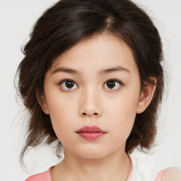 Neutral white child female with medium  brown hair and brown eyes