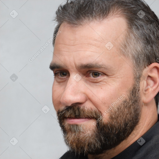 Neutral white adult male with short  brown hair and brown eyes