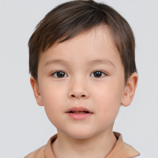 Neutral white child male with short  brown hair and brown eyes