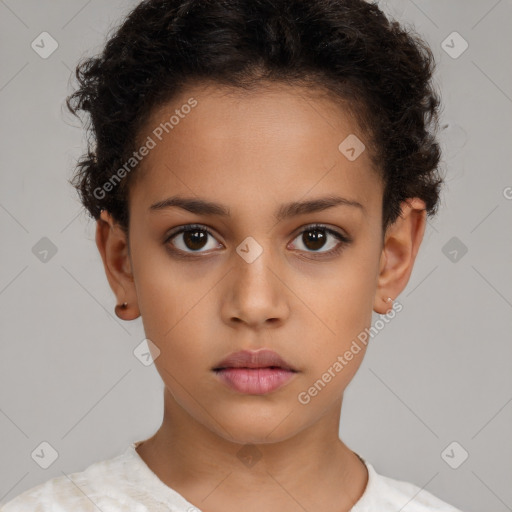 Neutral white child female with short  brown hair and brown eyes