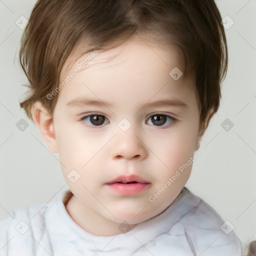 Neutral white child female with short  brown hair and brown eyes