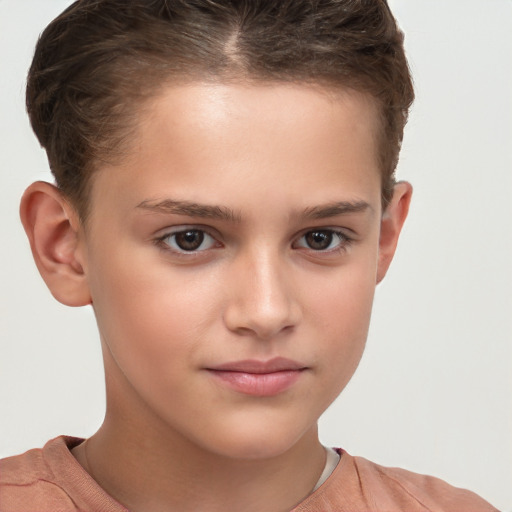 Neutral white child female with short  brown hair and brown eyes