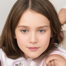 Neutral white child female with medium  brown hair and brown eyes