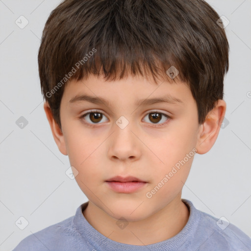 Neutral white child male with short  brown hair and brown eyes