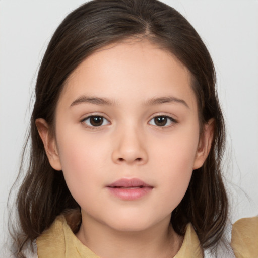 Neutral white child female with medium  brown hair and brown eyes