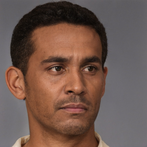 Neutral latino young-adult male with short  brown hair and brown eyes