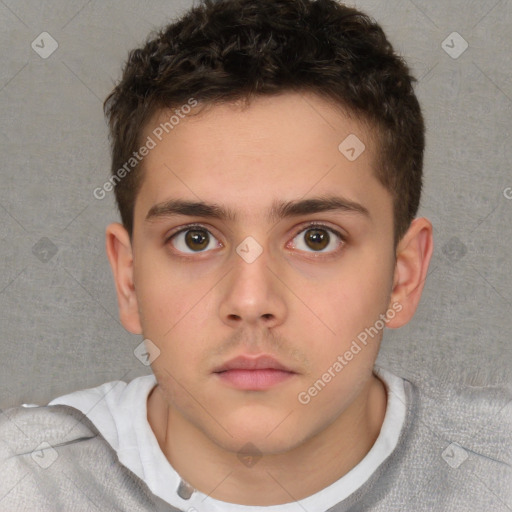 Neutral white child male with short  brown hair and brown eyes