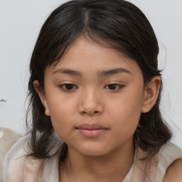 Neutral asian young-adult female with medium  brown hair and brown eyes