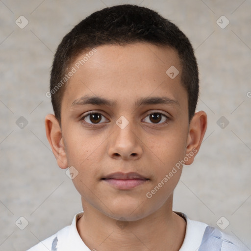 Neutral white child male with short  brown hair and brown eyes