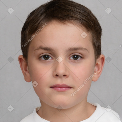 Neutral white child male with short  brown hair and brown eyes