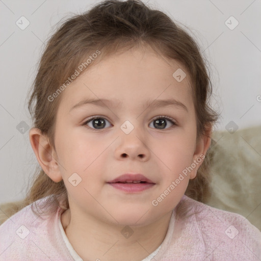 Neutral white child female with medium  brown hair and brown eyes