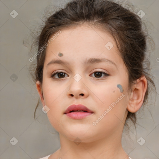 Neutral white child female with medium  brown hair and brown eyes