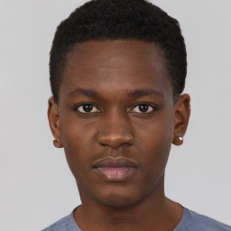 Neutral black young-adult male with short  brown hair and brown eyes