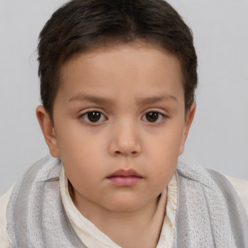 Neutral white child female with short  brown hair and brown eyes