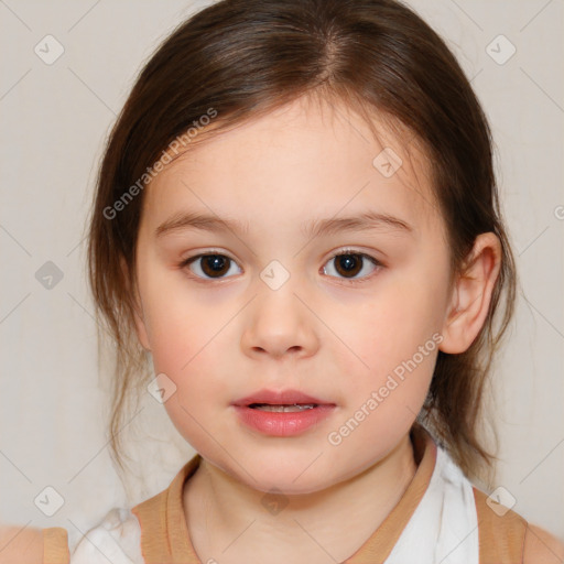 Neutral white child female with medium  brown hair and brown eyes