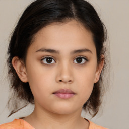 Neutral white child female with medium  brown hair and brown eyes