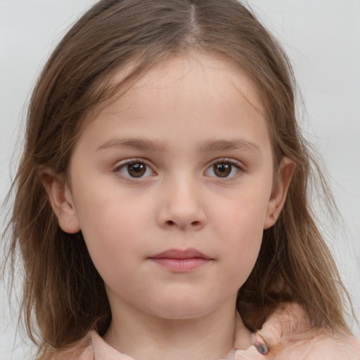 Neutral white child female with medium  brown hair and brown eyes