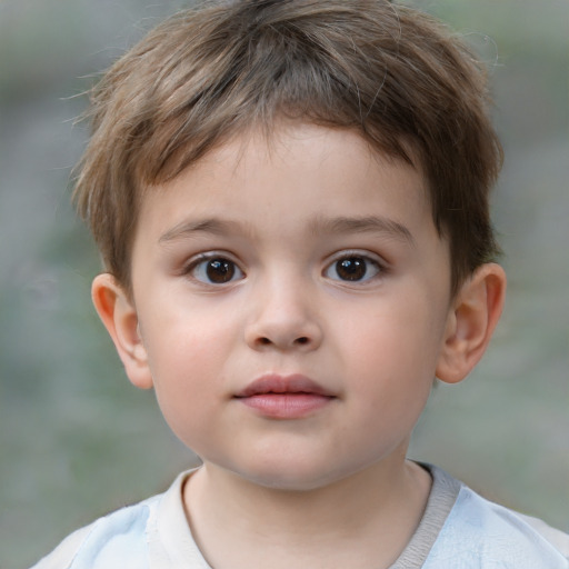 Neutral white child male with short  brown hair and brown eyes