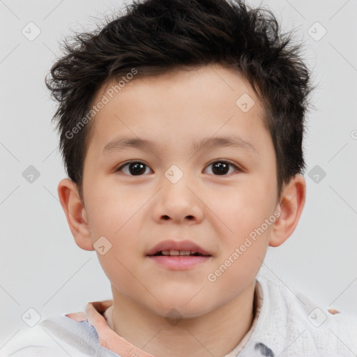 Neutral white child male with short  brown hair and brown eyes