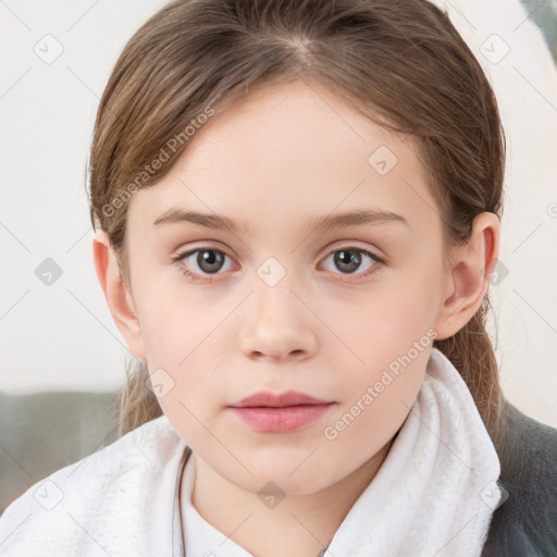 Neutral white child female with medium  brown hair and brown eyes