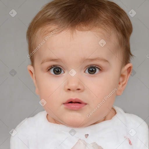 Neutral white child female with short  brown hair and brown eyes