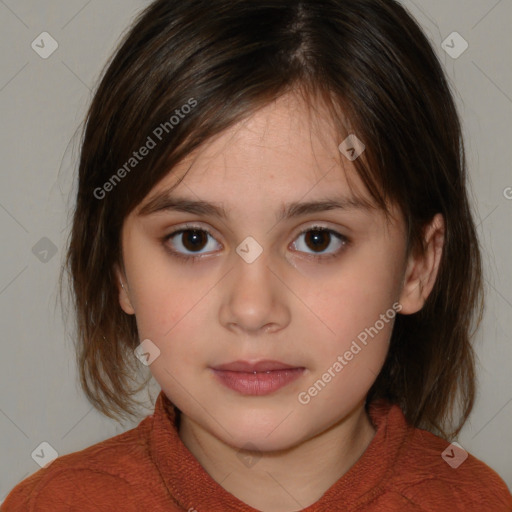 Neutral white child female with medium  brown hair and brown eyes