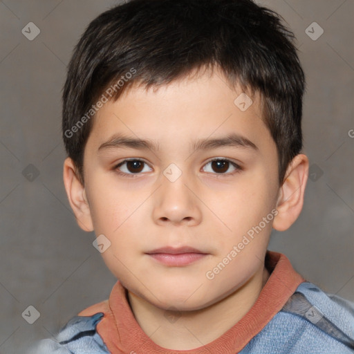 Neutral white child male with short  brown hair and brown eyes