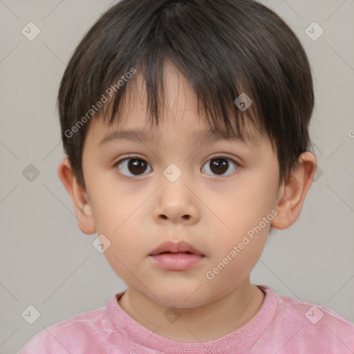 Neutral white child female with short  brown hair and brown eyes