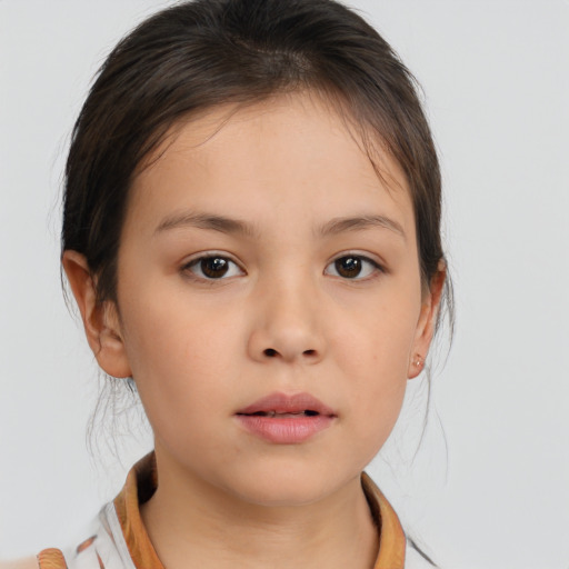 Neutral asian child female with medium  brown hair and brown eyes