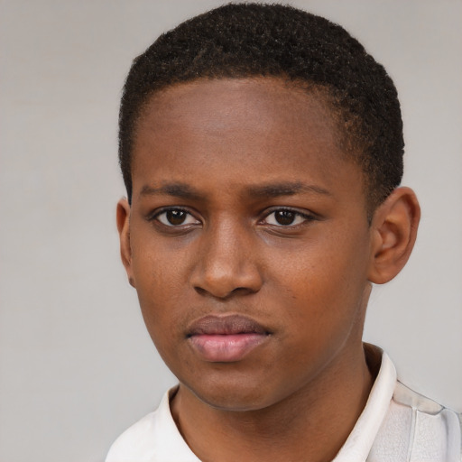 Neutral black young-adult female with short  brown hair and brown eyes