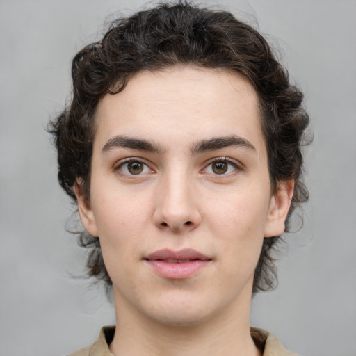 Neutral white young-adult male with medium  brown hair and brown eyes