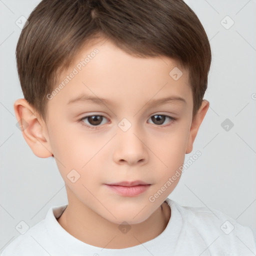 Neutral white child male with short  brown hair and brown eyes