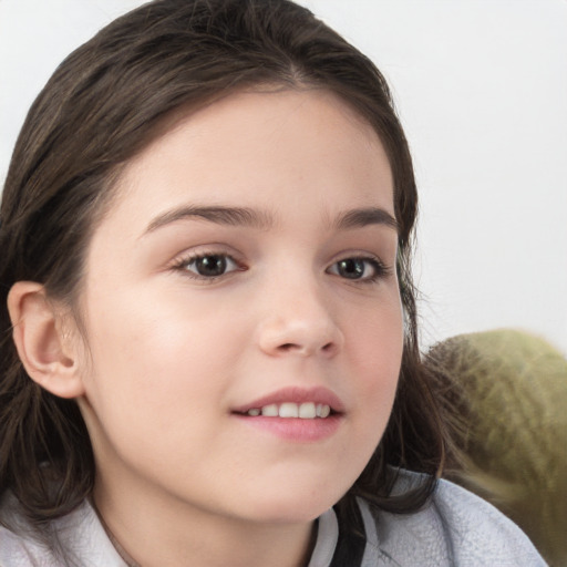 Neutral white child female with medium  brown hair and brown eyes