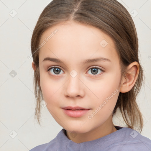 Neutral white child female with medium  brown hair and brown eyes