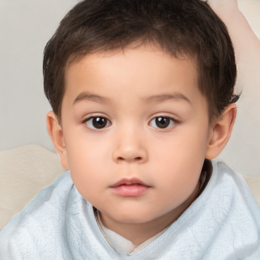 Neutral white child male with short  brown hair and brown eyes