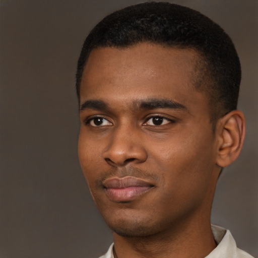 Neutral latino young-adult male with short  brown hair and brown eyes