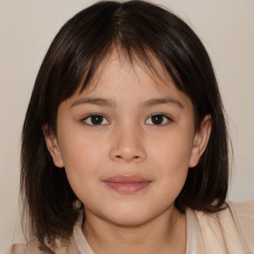 Neutral white child female with medium  brown hair and brown eyes