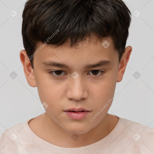 Neutral white child male with short  brown hair and brown eyes