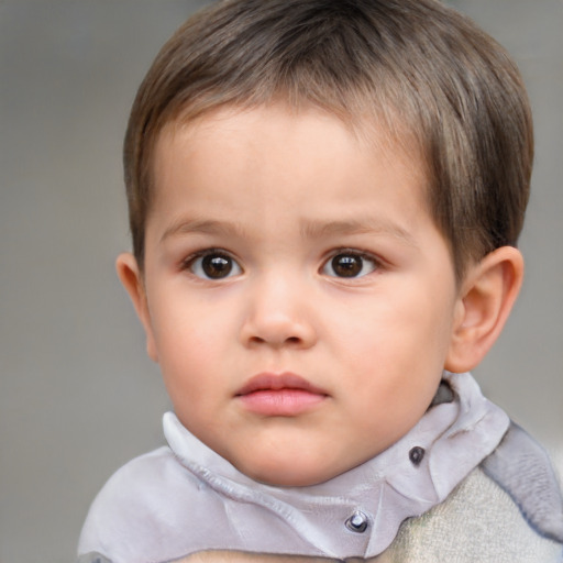 Neutral white child male with short  brown hair and brown eyes