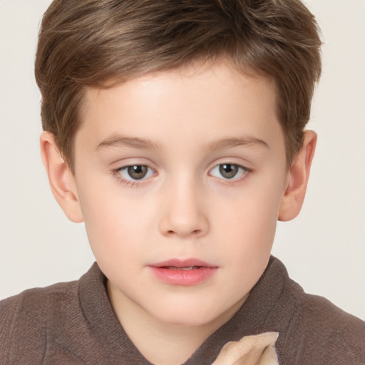 Neutral white child male with short  brown hair and brown eyes