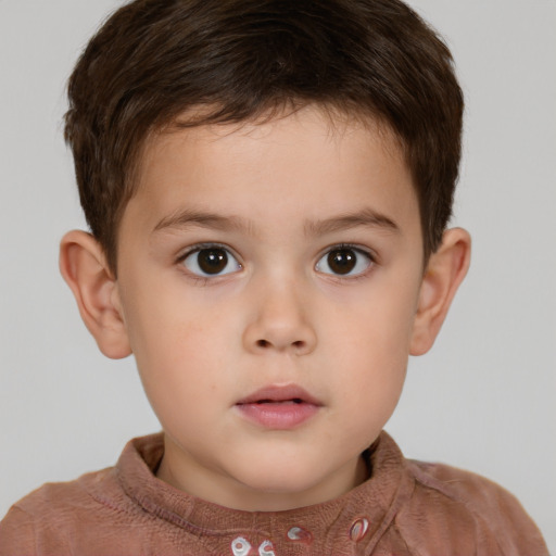 Neutral white child male with short  brown hair and brown eyes