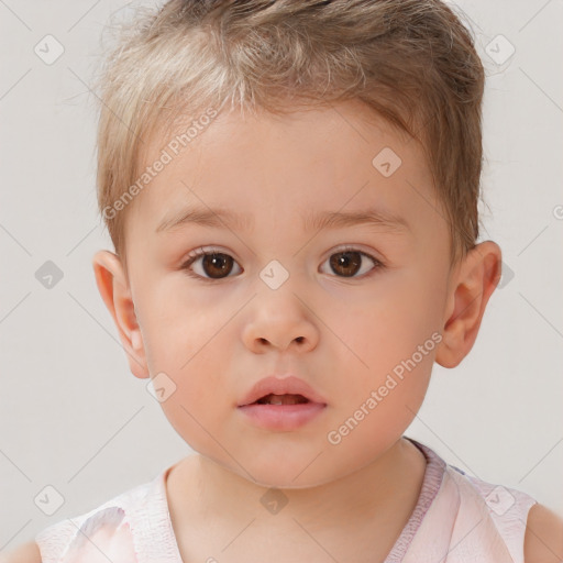 Neutral white child male with short  brown hair and brown eyes