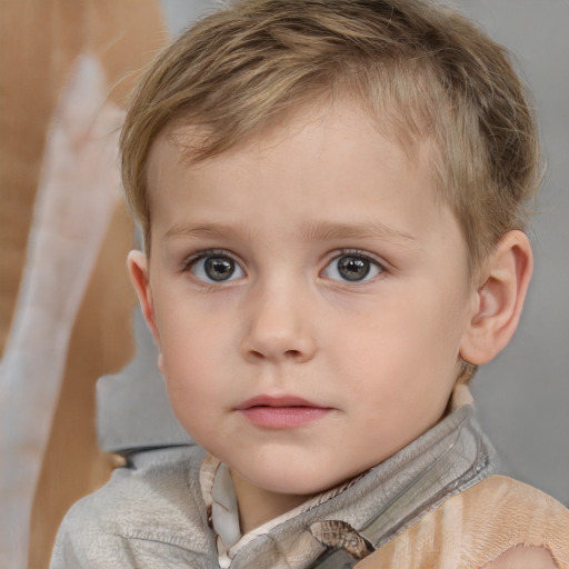 Neutral white child male with short  brown hair and brown eyes