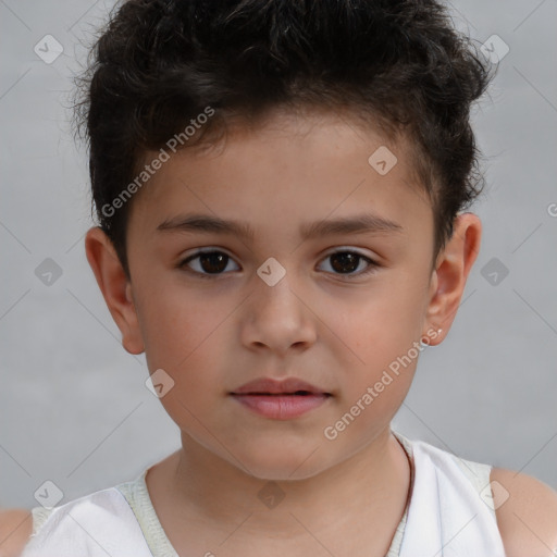 Neutral white child male with short  brown hair and brown eyes