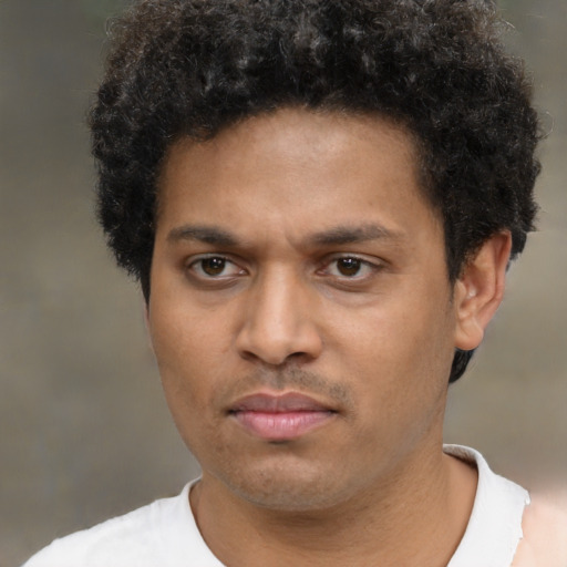 Neutral black young-adult male with short  brown hair and brown eyes
