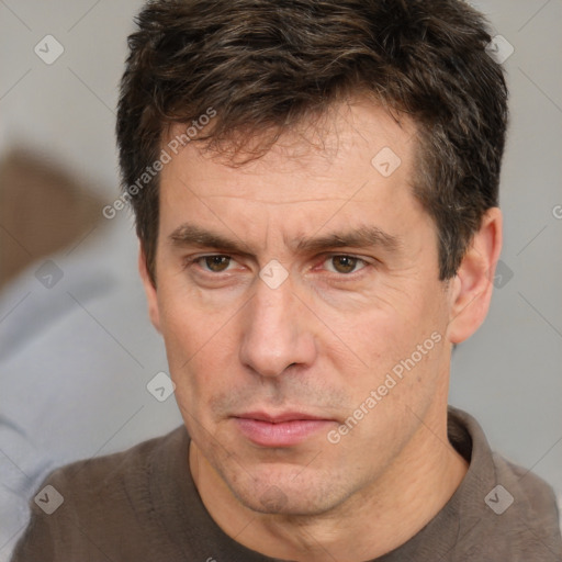 Neutral white adult male with short  brown hair and brown eyes