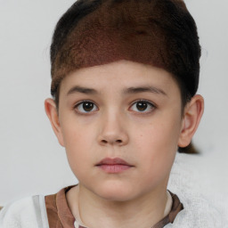 Neutral white child female with short  brown hair and brown eyes