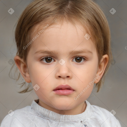 Neutral white child female with medium  brown hair and brown eyes